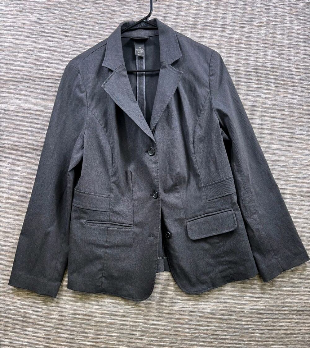 Lane Bryant Blazer Coat Jacket Womens Size 14 Gray Black Casual Career Business